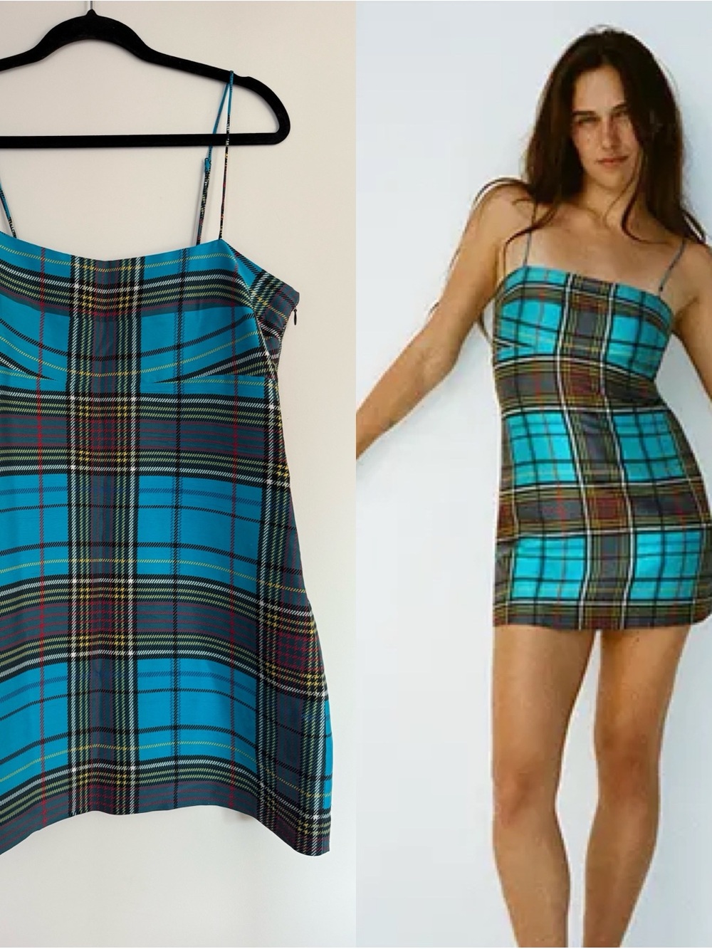 Devon Lee Carlson x Realization Par - The Dru Deanie Check Mini Dress | SIZE L